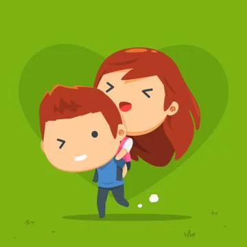 A couple is doing a piggyback Stock Illustration