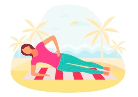 Couple doing plank exercise core workout together outdoors 스톡 일러스트