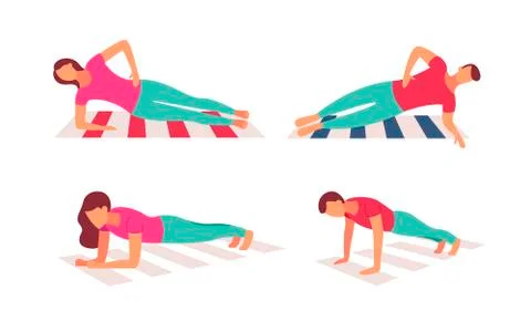 Couple doing plank exercise core workout together 스톡 일러스트