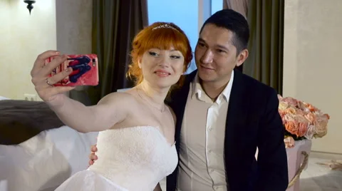 Couple doing selfie outdoors Stock Footage 62832611