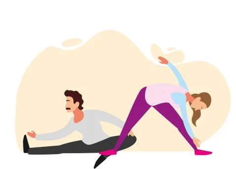 Couple doing stretching and strength exercise Ilustração Stock