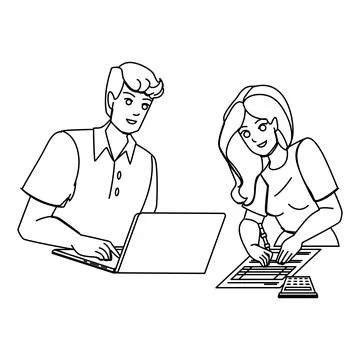 Couple doing taxes vector Ilustração Stock