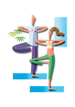Couple doing yoga Ilustração Stock