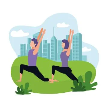 Couple doing yoga Illustrazione stock