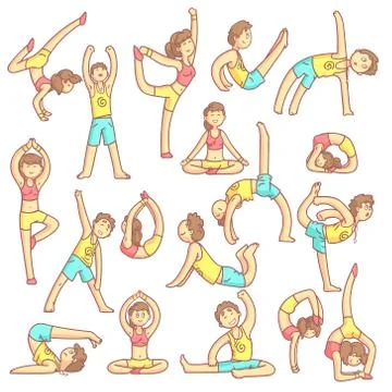 Couple Doing Yoga Poses Stock Illustration