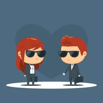 A couple dressed in black is having a negotiation Stock Illustration