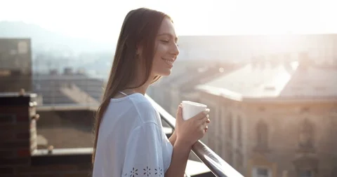 Couple Drinking Coffee and Embracing Stock Footage 116620252