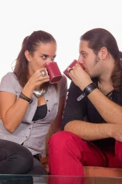 Couple drinking coffee Stock Photos