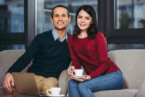 Couple drinking coffee Stock Photos