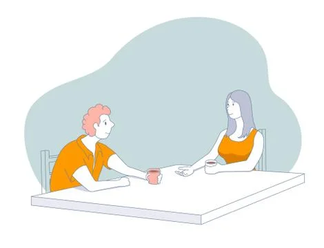 Couple drinking coffee together Stock Illustration