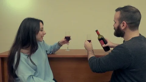 Couple Drinking Wine 스톡 동영상 74312068