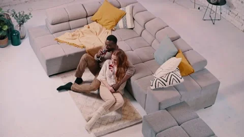 Couple drinking wine at home. Stock Footage 169540738