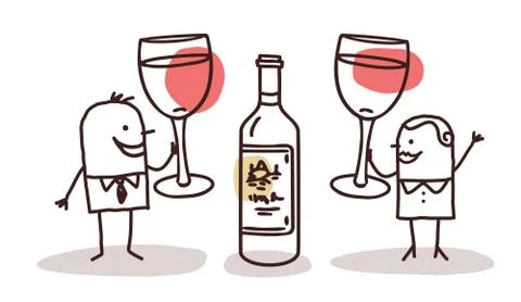 Couple drinking wine Stock Illustration