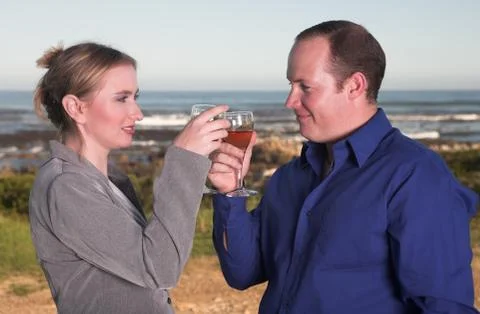 Couple drinking wine Stock Photos