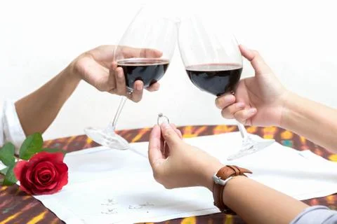 Couple drinking wine Stock Photos