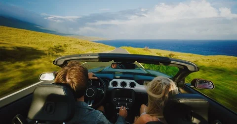 Couple Driving Road Trip Stock Footage 88598735
