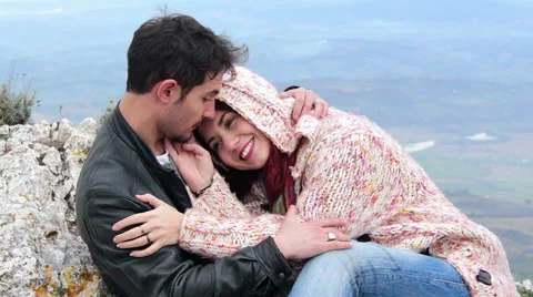 Couple during an excursion, embrace, care, passion Stock Footage 56633727