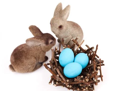 Couple of easter bunnies Stock Photos