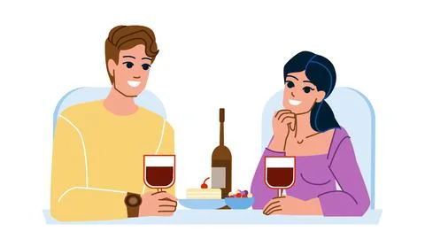 Couple eating restaurant vector Ilustração Stock