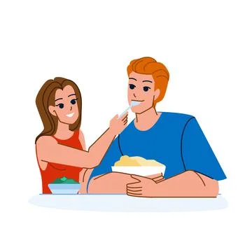 Couple eating vector Ilustração Stock