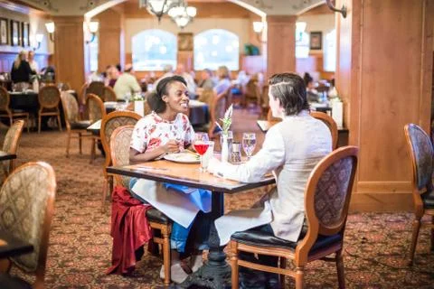 Couple Eats Dinner Together Stock Photos