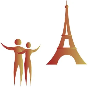Couple, eiffel tower Stock Illustration