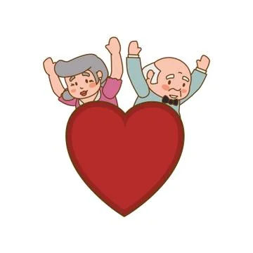 Couple elder heart symbol Stock Illustration