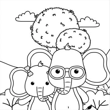Couple of elephants design vector illustrator Stock Illustration