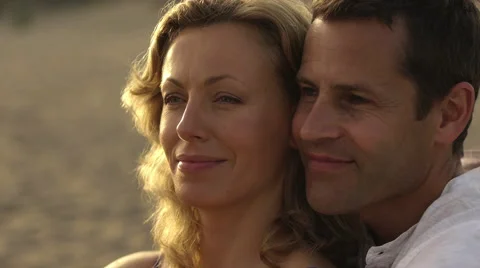 Couple embracing on beach. Stock Footage 43655018