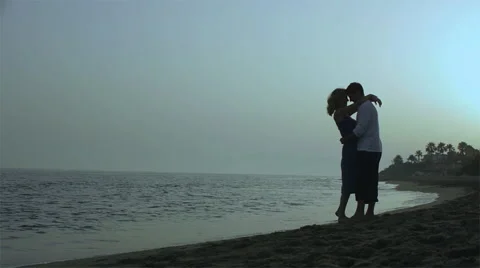Couple embracing on beach. Stock Footage 43655709