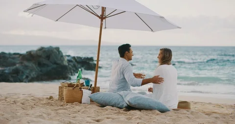 Couple embracing on the beach Stock Footage 116265558
