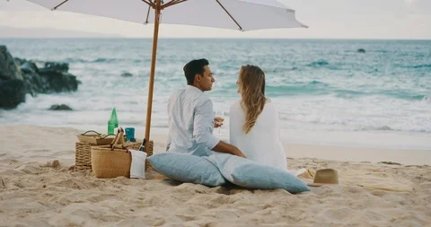 Couple embracing on the beach Stock Footage 116266430