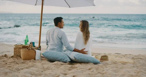 Couple embracing on the beach Stock Footage 116266554
