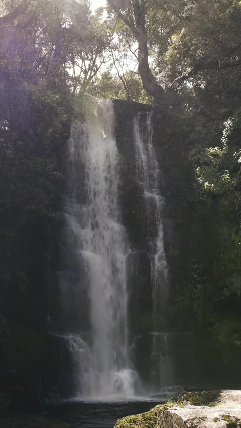 Couple embracing each other while looking at the water falling down from wa.. Stock Footage 288496273