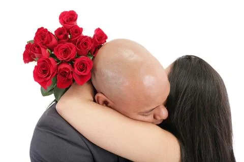 Couple embracing isolated Stock Photos