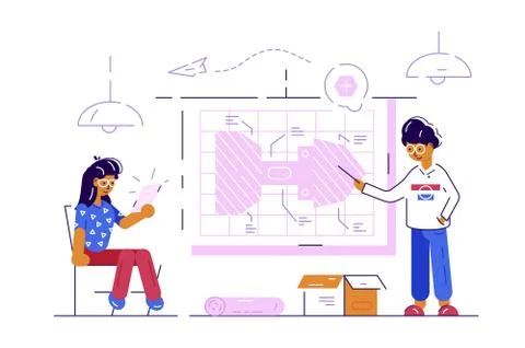 Couple of engineer workers 스톡 일러스트