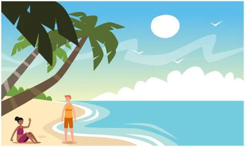 Couple enjoying on the beach Illustrazione stock