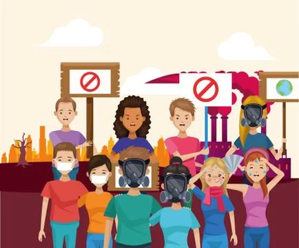 Couple of environmentalists protesting characters Ilustración de archivo