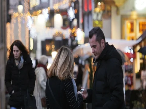 Couple exchanging phone numbers Stock Footage 71236305