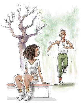 Couple exercising in park Ilustración de archivo