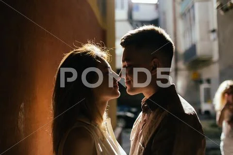 Couple facing each other Stock Photos