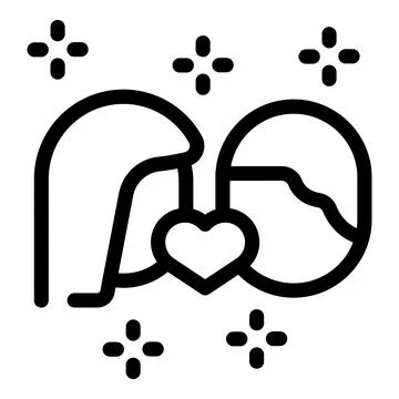 Couple falling in love sharing a heart symbol surrounded by stars Stock Illustration