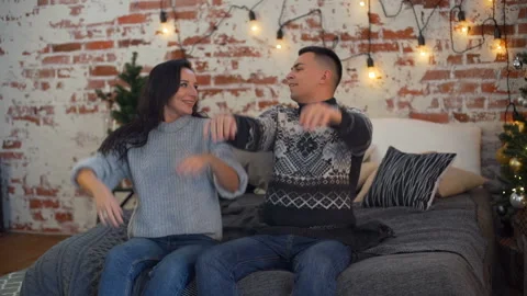 Couple Falls on the Bed Stock Footage 98571353