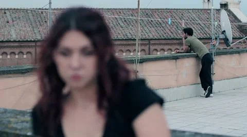 Couple feeling distant after fight. Change focus Stock Footage 34392234