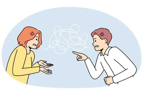 Couple fight having misunderstanding Stock Illustration