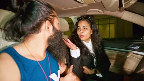 Couple Fighting Inside Parked Car During Night Out Stock Footage 305366219