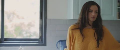 Couple fighting by the kitchen window, having relationship problems. Stock Footage 131498951