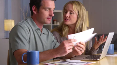 Couple fighting over bills Stock-Footage 39724536