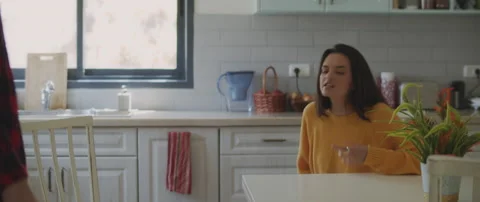 Couple fighting over a dinner table at home. Breaking up, cheating concept. Stock Footage 131498090