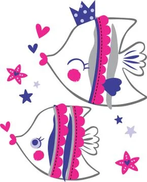 Couple Fish with decorative element vector design Illustrazione stock